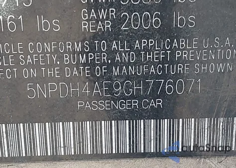 2016 Hyundai Elantra Se from USA, damaged, VIN 5NPDH4AE9GH776071